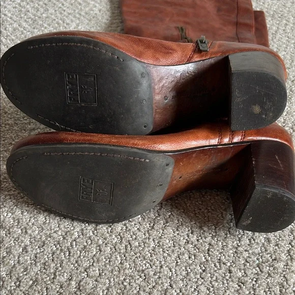 Frye Cognac Leather Heeled Boots - Picture 7 of 7